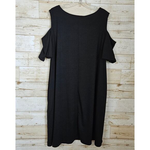 Nemidor Cold Shoulder Swing Dress Plus Size 24 Plus Size Black T-Shirt Pockets - Picture 3 of 8